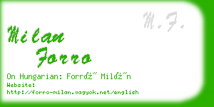 milan forro business card