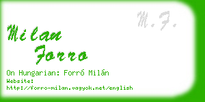 milan forro business card